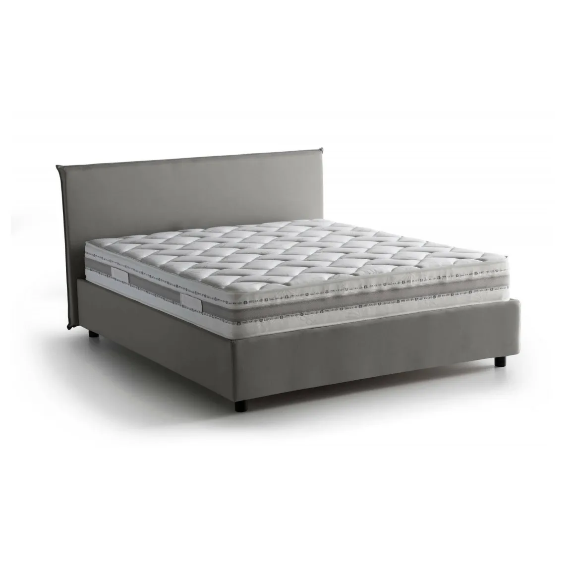 Letto 2 piazze contenitore grigio 175x215cm compatto - Ariadni
