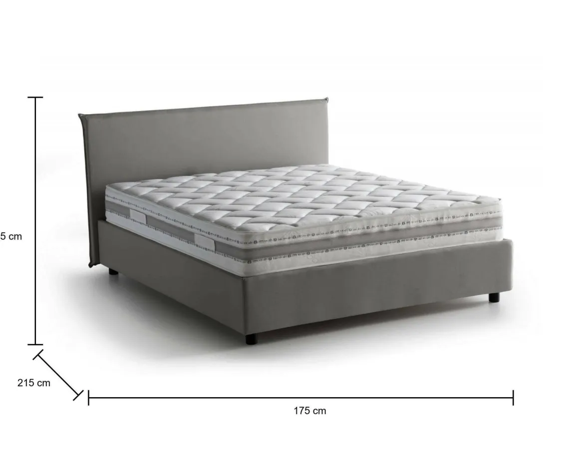 Letto 2 piazze contenitore grigio 175x215cm compatto - Ariadni