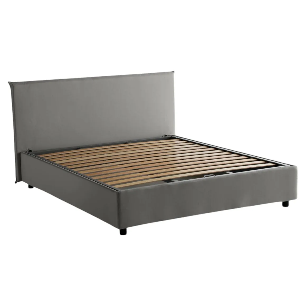Letto 2 piazze contenitore grigio 175x215cm compatto - Ariadni