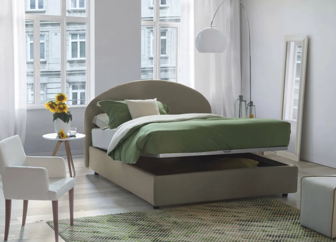 Letti Matrimoniali|Letti Contenitore > Dmora Letto 2 piazze contenitore tortora 175x205cm stabile - Amida Grigio Tortora