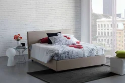 Letti Matrimoniali|Letti Contenitore > Dmora Letto 2 piazze contenitore tortora 175x215cm testiera arrotondata - Fiorella Grigio Tortora