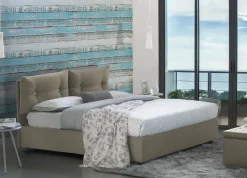 Letti Matrimoniali|Letti Contenitore > Dmora Letto 2 piazze contenitore tortora 175x215cm testiera tonda - Melanite Grigio Tortora