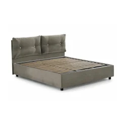 Letti Matrimoniali|Letti Contenitore > Dmora Letto 2 piazze contenitore tortora 175x215cm testiera tonda - Melanite Grigio Tortora
