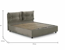 Letti Matrimoniali|Letti Contenitore > Dmora Letto 2 piazze contenitore tortora 175x215cm testiera tonda - Melanite Grigio Tortora