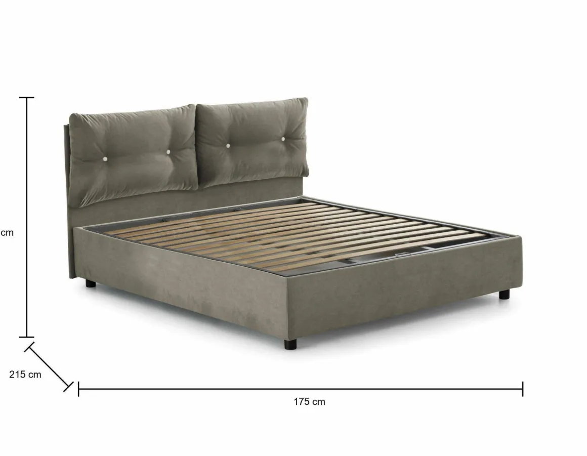 Letti Matrimoniali|Letti Contenitore > Dmora Letto 2 piazze contenitore tortora 175x215cm testiera tonda - Melanite Grigio Tortora