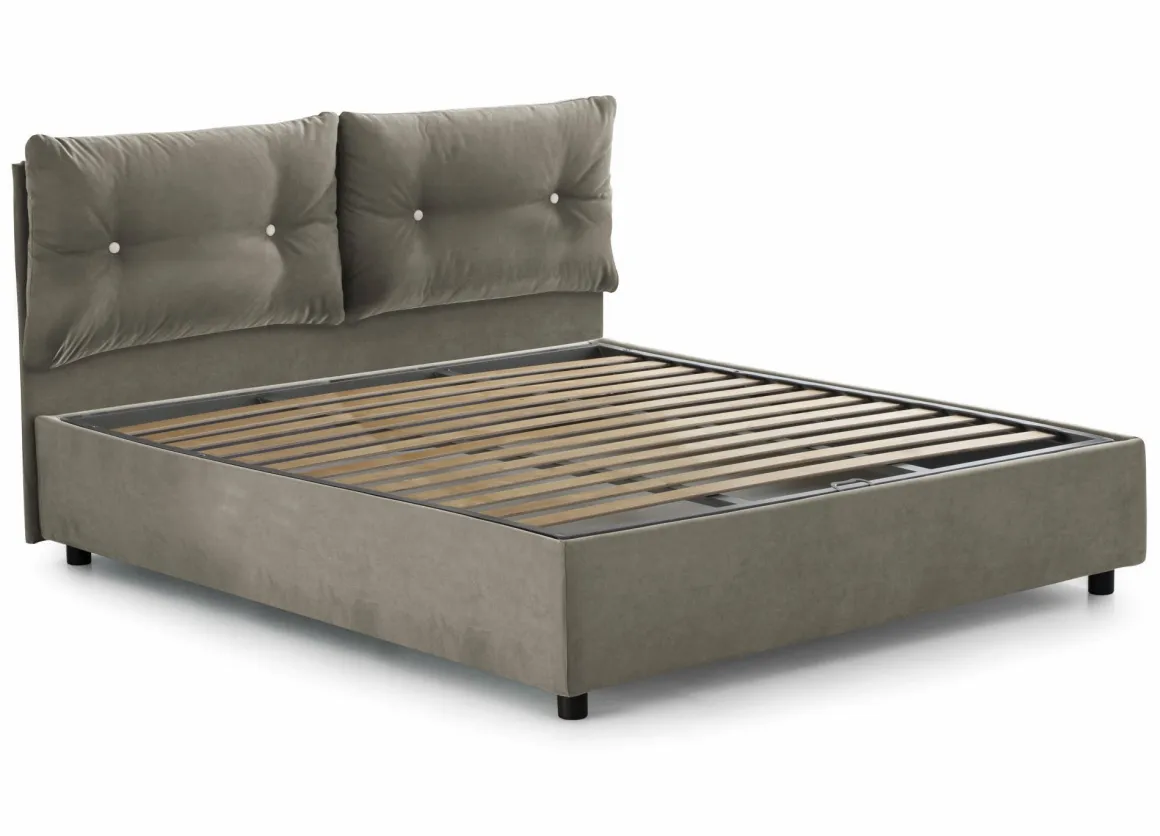 Letti Matrimoniali|Letti Contenitore > Dmora Letto 2 piazze contenitore tortora 175x215cm testiera tonda - Melanite Grigio Tortora