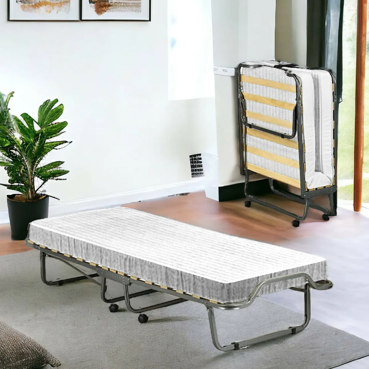 Letti Pieghevoli > Dmora Letto Pieghevole Materasso Incluso Dimensione Materasso 80x190x10 cm, Imbottito - Chiauci Bianco