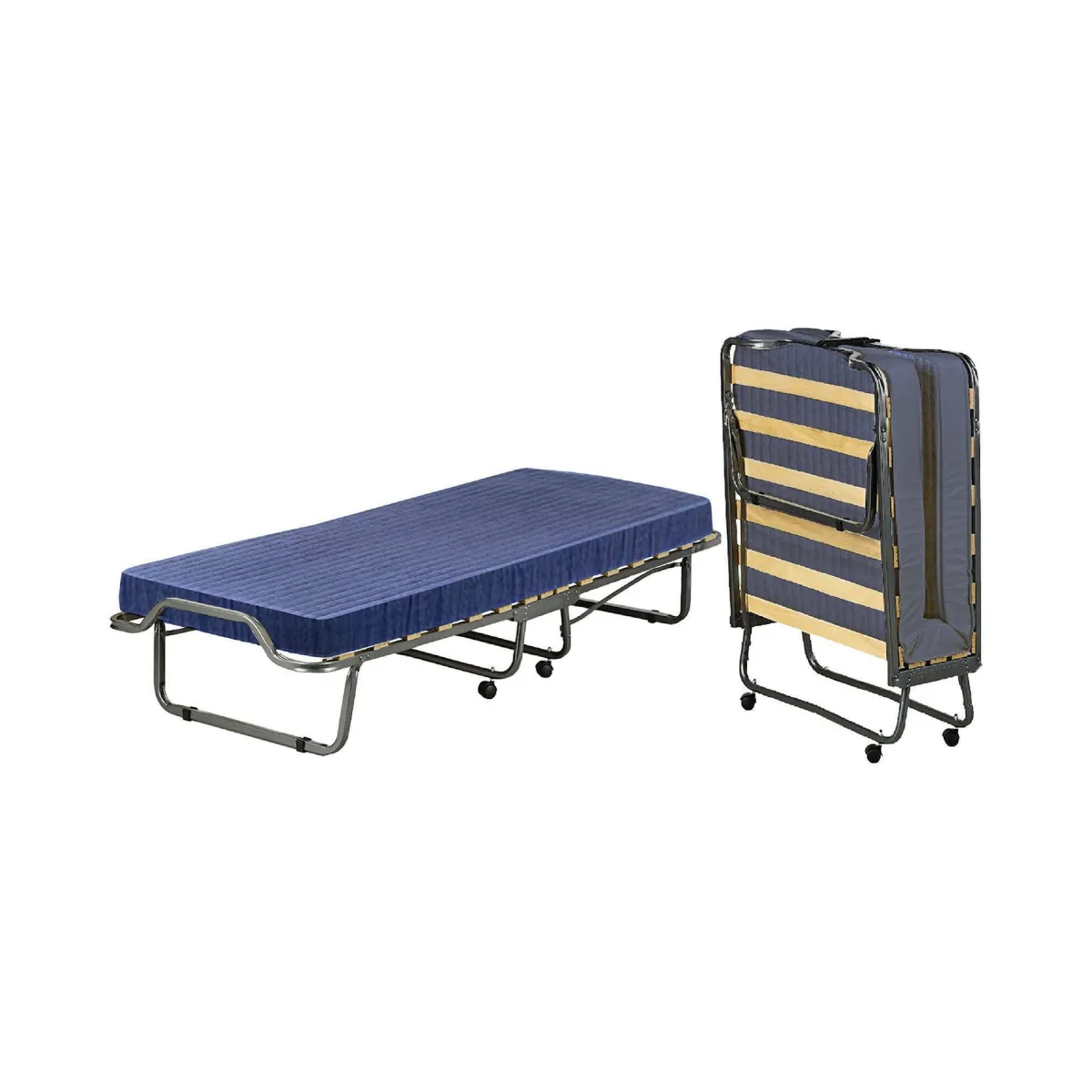 Letti Pieghevoli > Dmora Letto Pieghevole Materasso Incluso Dimensione Materasso 80x190x10 cm, Imbottito - Peccioli Blu