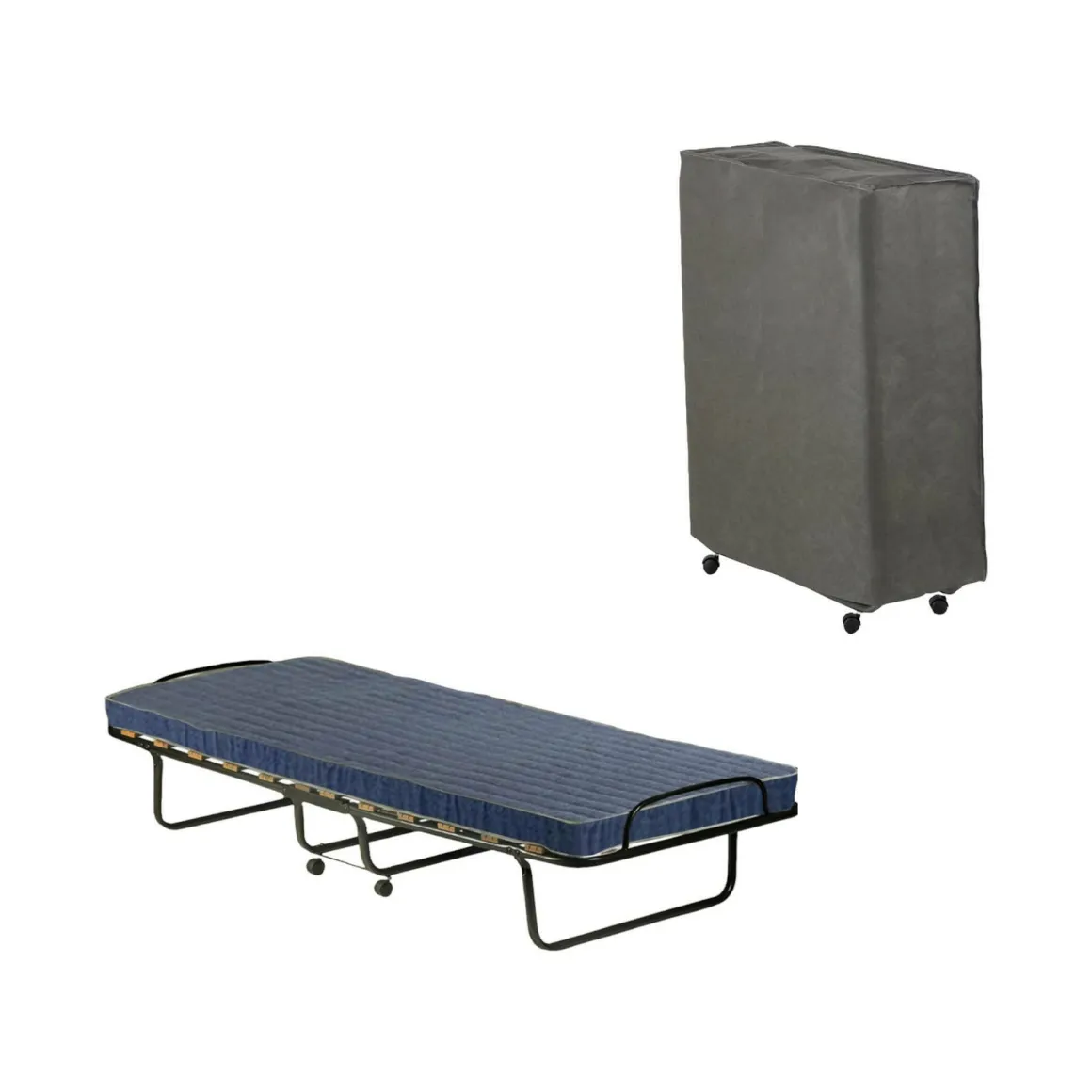 Letto Pieghevole blu Materasso Incluso Sfoderabile, Dimensione Materasso 80x190x10 cm - Polaveno