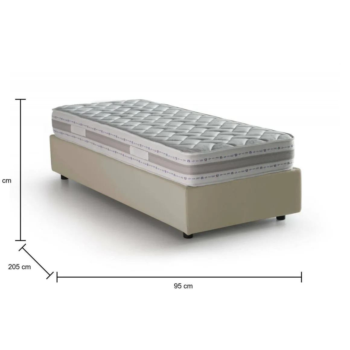 Letto 1 posto con contenitore beige 95x205 - Abbi