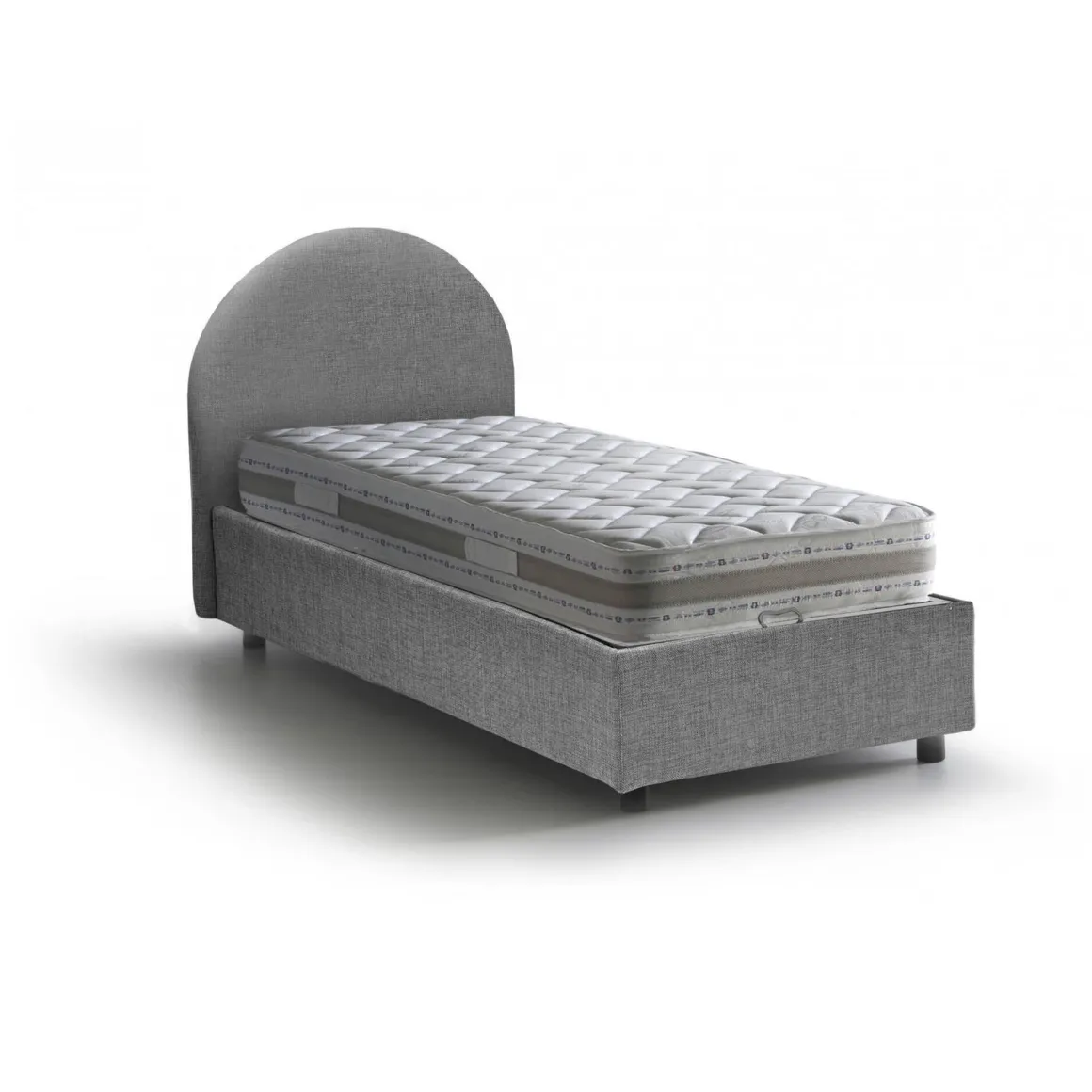 Letto 1 posto con contenitore grigio 95x205 - Egle