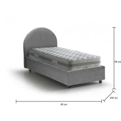 Letto 1 posto con contenitore grigio 95x205 - Egle