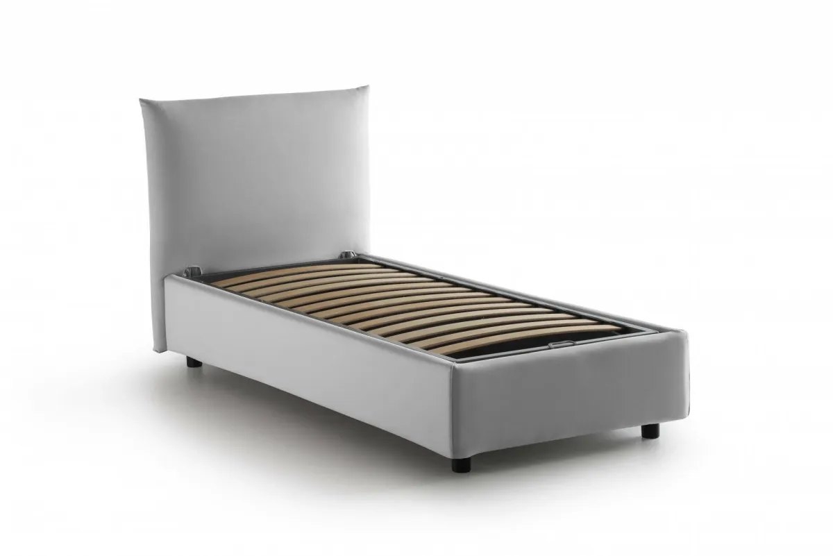 Letti Singoli|Letti Contenitore > Dmora Letto 1 posto contenitore 110x215cm adatto per materasso 190x80 cm - Ippolito Bianco
