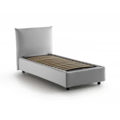 Letto 1 posto contenitore bianco 110x215cm rivestito in tessuto - Alisech