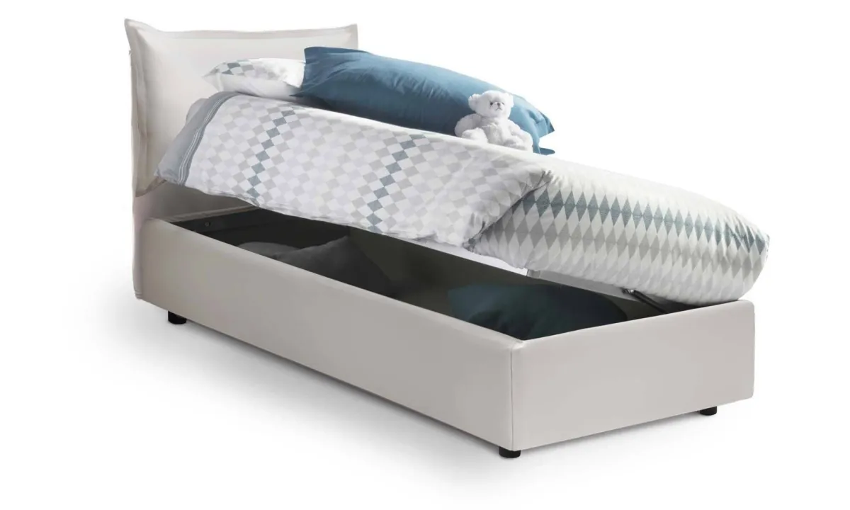 Letti Singoli|Letti Contenitore > Dmora Letto 1 posto contenitore 95x205cm 2 metri - Anathema Bianco
