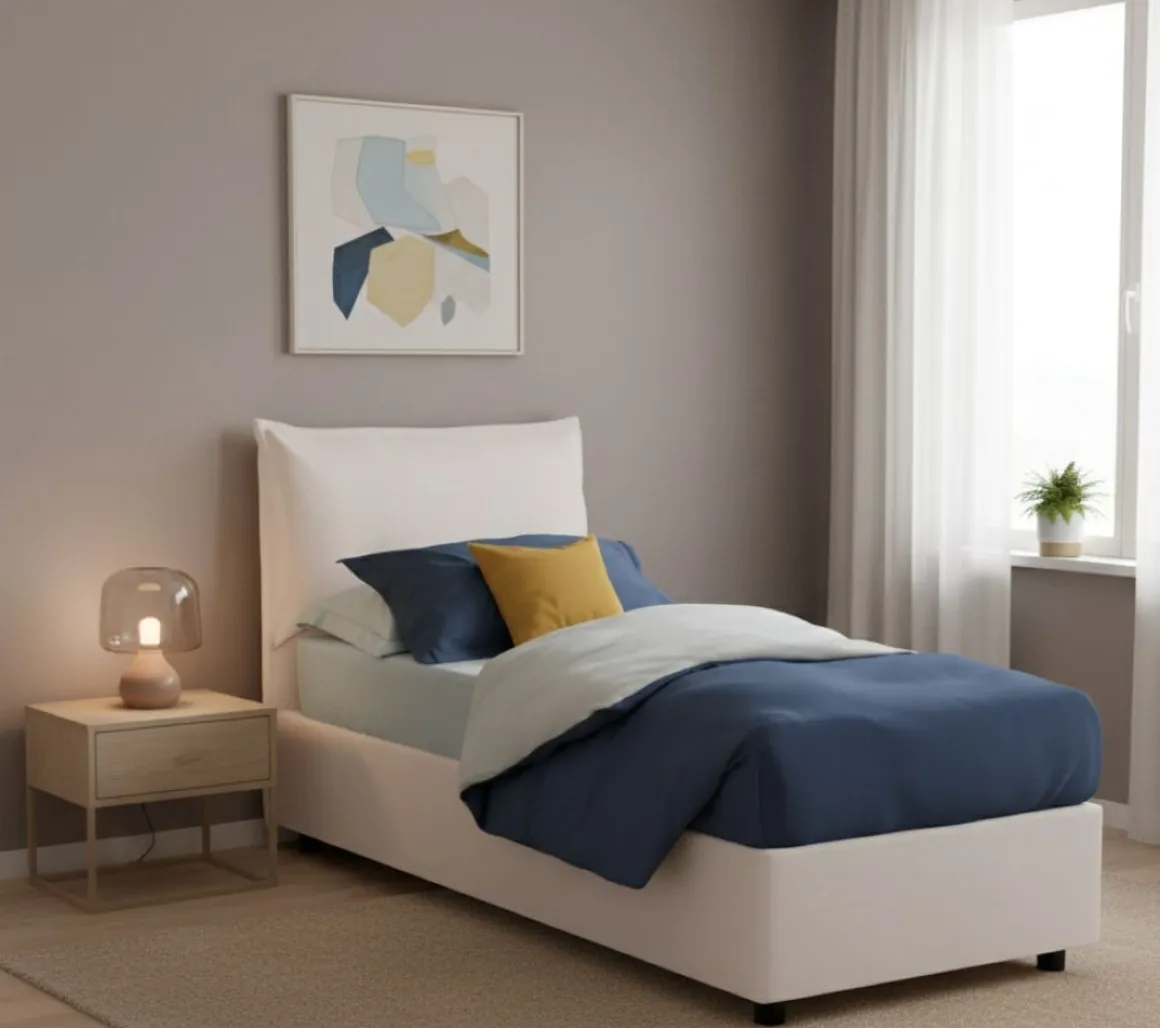 Letti Singoli|Letti Contenitore > Dmora Letto 1 posto contenitore 95x205cm comodo - Amantea Bianco