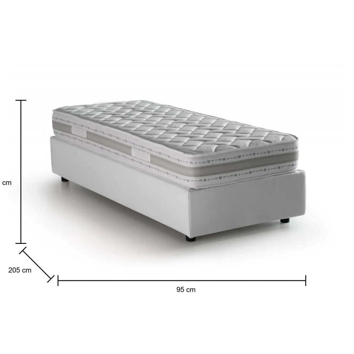 Letto 1 posto contenitore bianco 95x205cm salvaspazio - Abbi