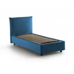 Letti Singoli|Letti Contenitore > Dmora Letto 1 posto contenitore 110x215cm rivestito in tessuto - Alisech Blu