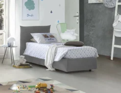 Letti Singoli|Letti Contenitore > Dmora Letto 1 posto contenitore 110x215cm rivestito in tessuto - Alisech Grigio