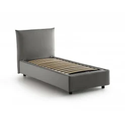 Letti Singoli|Letti Contenitore > Dmora Letto 1 posto contenitore 110x215cm rivestito in tessuto - Alisech Grigio