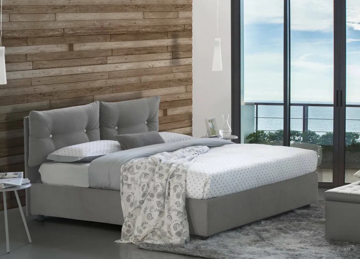 Letto 1 posto contenitore grigio 95x205cm design - Sabazia