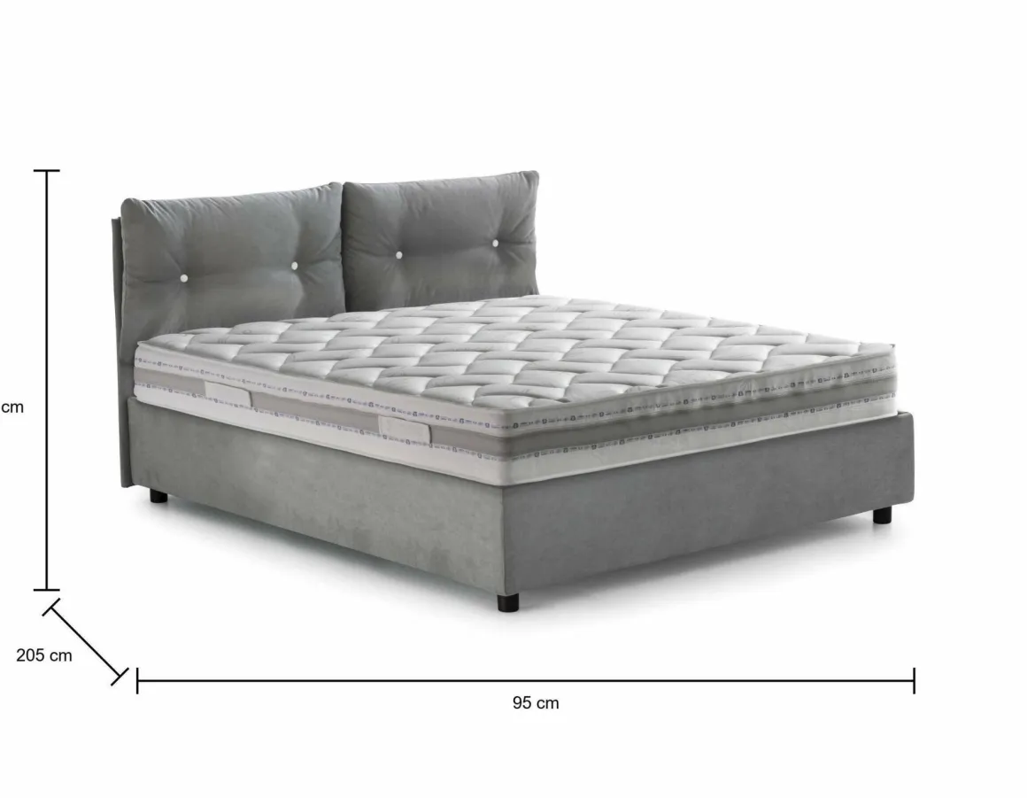 Letto 1 posto contenitore grigio 95x205cm design - Sabazia