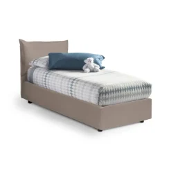 Letto 1 posto contenitore tortora 95x205cm rivestimento in ecopelle - Alzavola