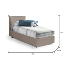 Letto 1 posto contenitore tortora 95x205cm robusto - Anathema