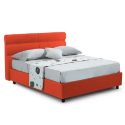 Letti Contenitore|Letti Singoli > Dmora Letto Singolo Materasso Incluso Sfoderabile, Contenitore Made in Italy - Adalpina Arancione