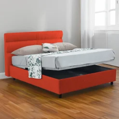 Letti Contenitore|Letti Singoli > Dmora Letto Singolo Materasso Incluso Sfoderabile, Contenitore Made in Italy - Adalpina Arancione