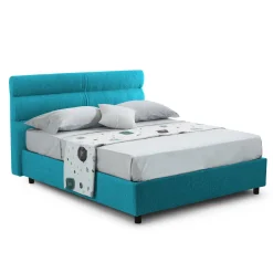 Letti Contenitore|Letti Singoli > Dmora Letto Singolo Materasso Incluso Sfoderabile, Contenitore Made in Italy - Adalpina Azzurro