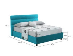 Letti Contenitore|Letti Singoli > Dmora Letto Singolo Materasso Incluso Sfoderabile, Contenitore Made in Italy - Adalpina Azzurro