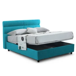 Letti Contenitore|Letti Singoli > Dmora Letto Singolo Materasso Incluso Sfoderabile, Contenitore Made in Italy - Adalpina Azzurro