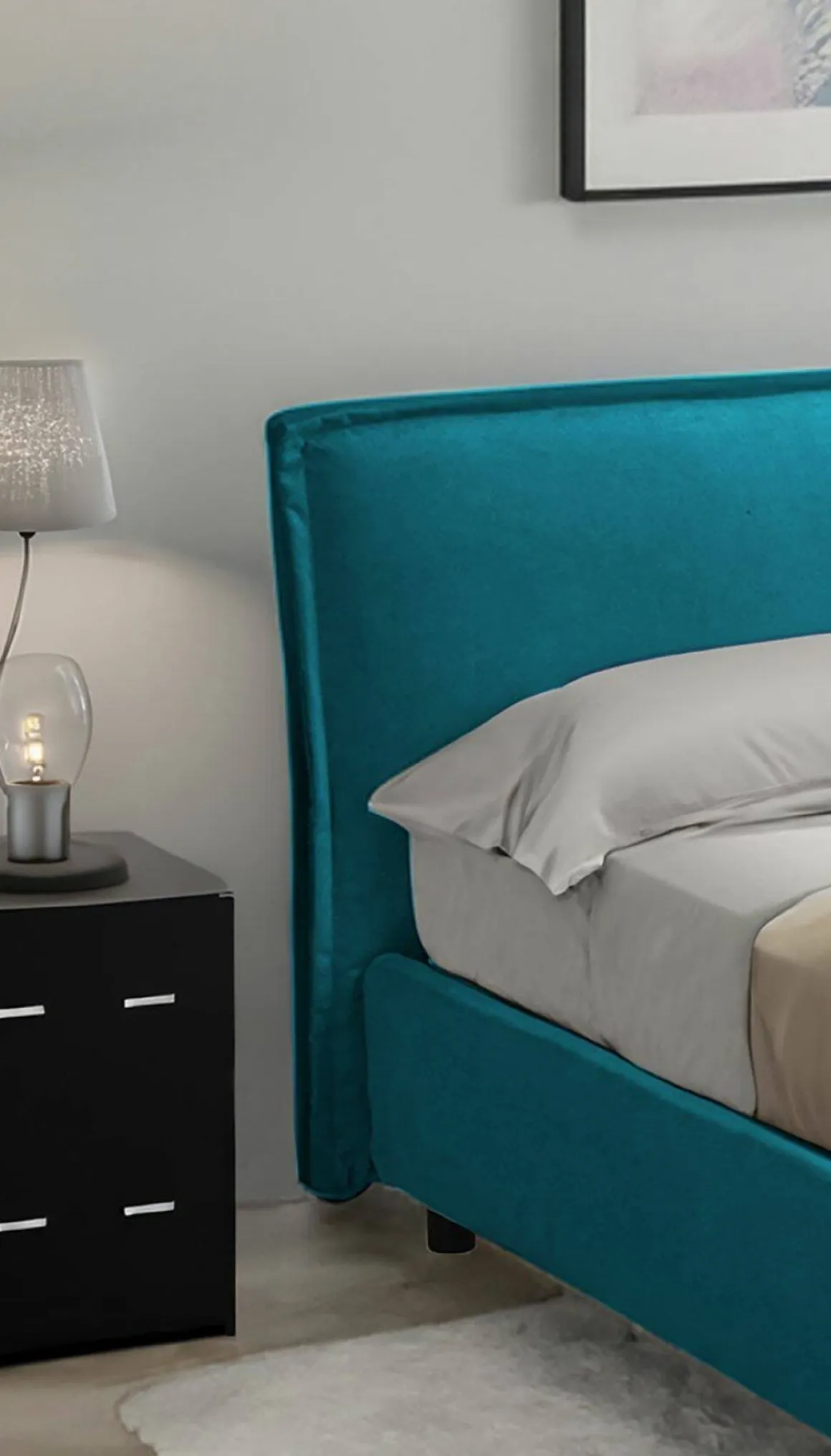 Letto Singolo Azzurro Materasso Incluso Sfoderabile, Contenitore Made in Italy - Atrelmo