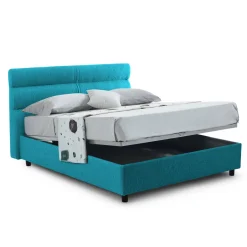 Letti Singoli > Dmora Letto Singolo Sfoderabile Contenitore, Dimensione Materasso 80x190 cm Made in Italy - Brez Azzurro