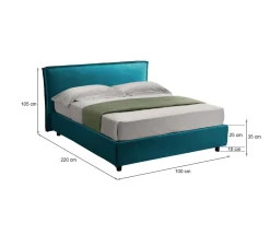 Letto Singolo Azzurro Sfoderabile Contenitore, Dimensione Materasso 80x200 cm Made in Italy - Bruino