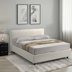 Letto Singolo Beige Materasso Incluso Sfoderabile, Contenitore Made in Italy - Brozolo