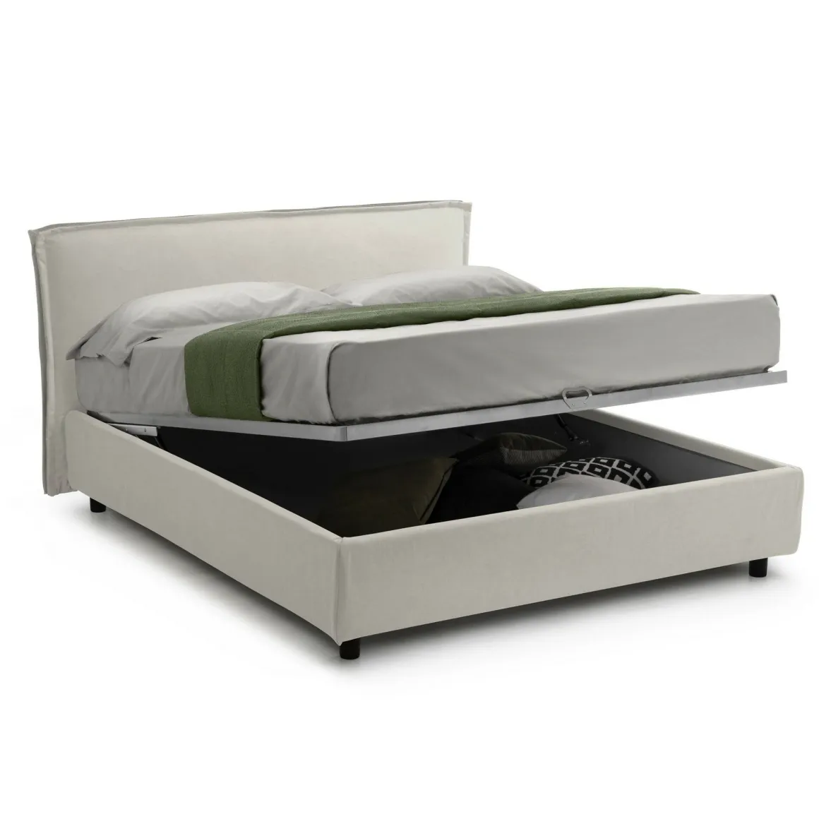 Letto Singolo Beige Materasso Incluso Sfoderabile, Contenitore Made in Italy - Brozolo