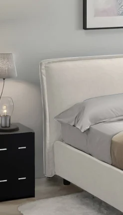 Letto Singolo Beige Materasso Incluso Sfoderabile, Contenitore Made in Italy - Brozolo