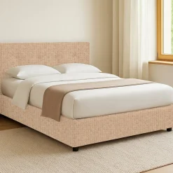Letti Contenitore|Letti Singoli > Dmora Letto Singolo Sfoderabile Contenitore, Dimensione Materasso 90x190 cm - Orvieto Beige