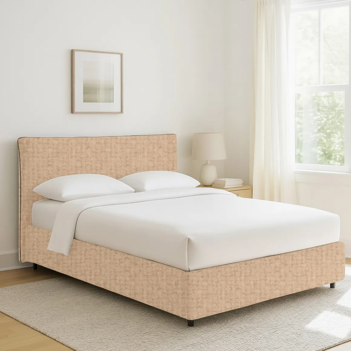 Letto Singolo Beige Sfoderabile Contenitore, Dimensione Materasso 90x190 cm - Quisquina