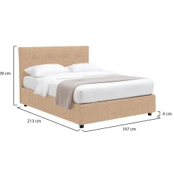Letto Singolo Beige Sfoderabile Contenitore, Dimensione Materasso 90x200 cm - Cerzeto