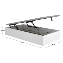 Letti Contenitore|Letti Singoli > Dmora Letto Singolo Contenitore Dimensione Materasso 90x190 cm, - Lufkin Bianco