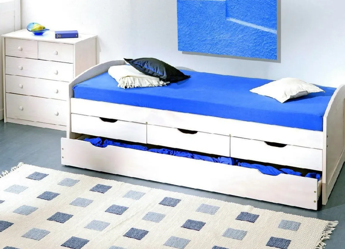 Letto Singolo Bianco Contenitore Dimensione Materasso 90x190 cm, Singolo - Spoltore