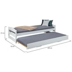 Letti Contenitore|Letti Singoli > Dmora Letto Singolo Contenitore Singolo, - Granze Bianco