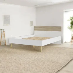 Letto singolo bianco e quercia 145x197cm rete inclusa - Avio
