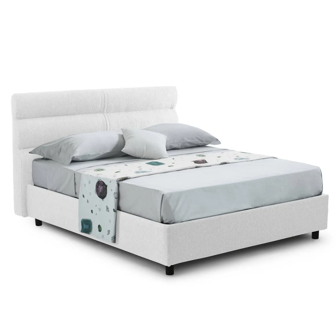 Letto Singolo Bianco Materasso Incluso Sfoderabile, Contenitore Made in Italy - Adalpina