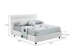 Letto Singolo Bianco Materasso Incluso Sfoderabile, Contenitore Made in Italy - Adalpina