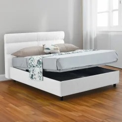 Letto Singolo Bianco Materasso Incluso Sfoderabile, Contenitore Made in Italy - Adalpina