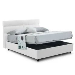 Letto Singolo Bianco Materasso Incluso Sfoderabile, Contenitore Made in Italy - Adalpina